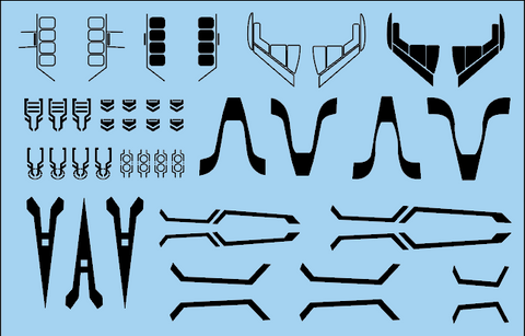 Decal - Space Fighter panels and markings - black